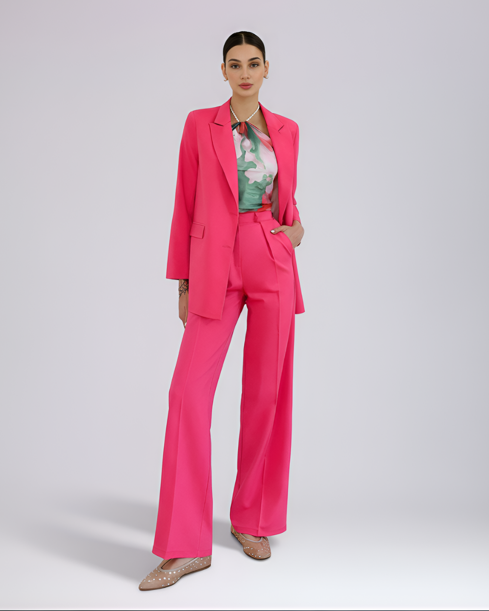 Camille Hot Pink Single Breasted Blazer Suit