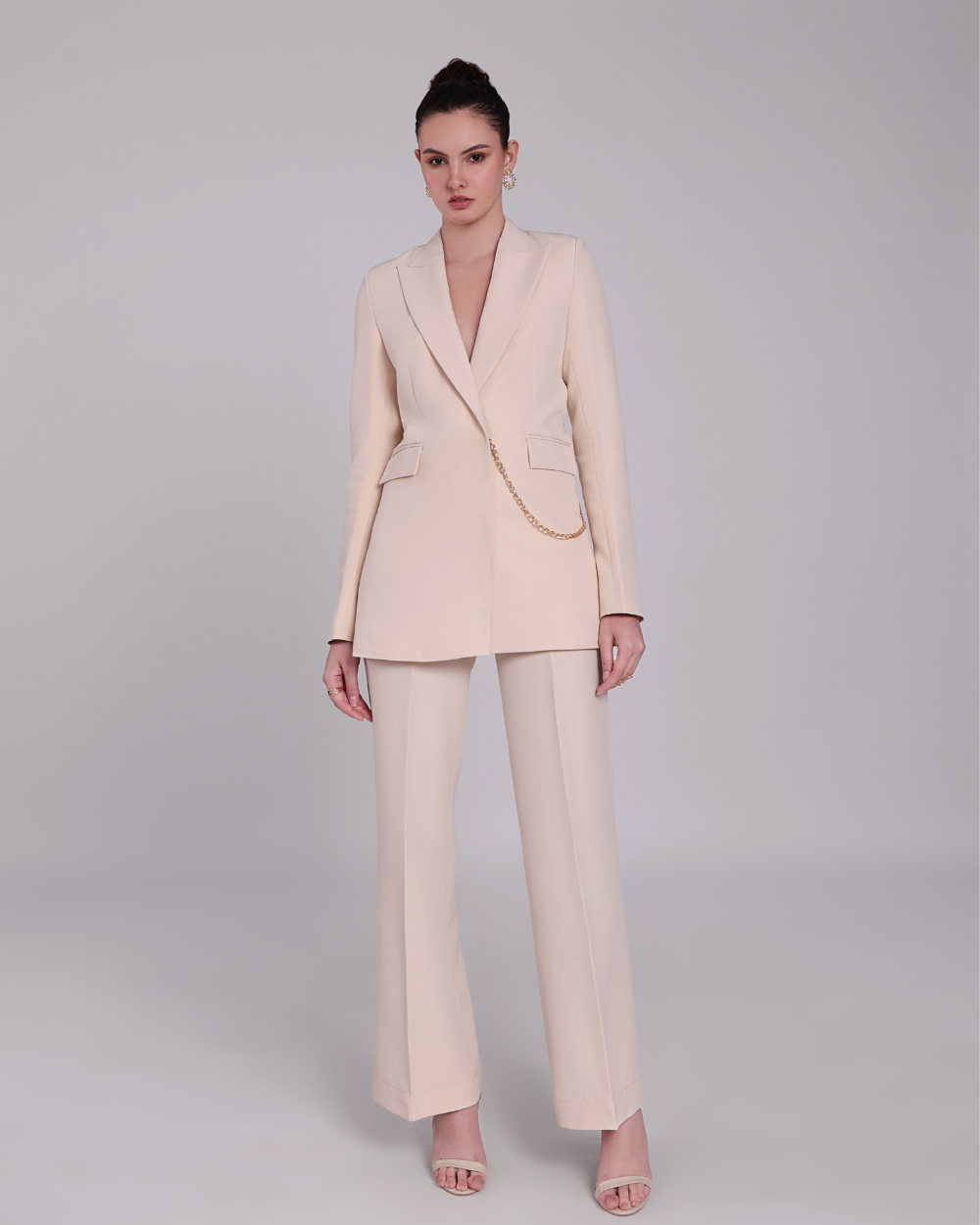 Anya Beige Chain Blazer Suit