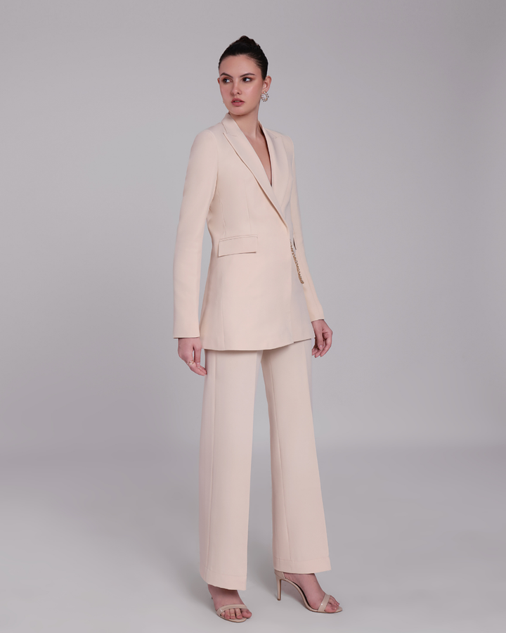 Anya Beige Chain Blazer Suit