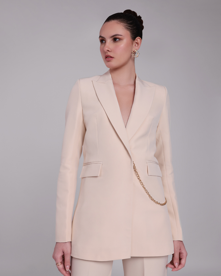 Anya Beige Chain Blazer Suit