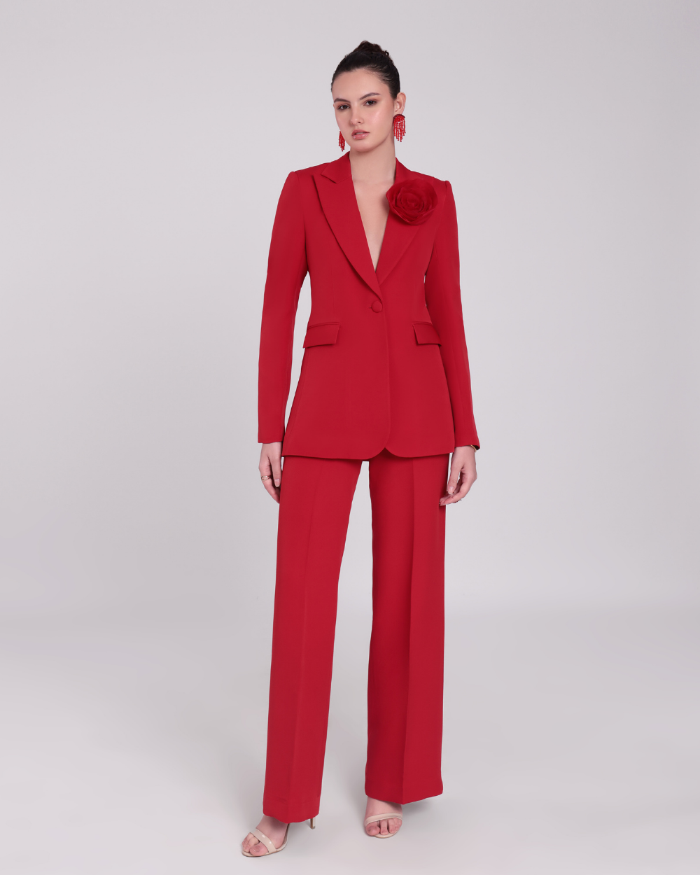 Clara Red Floral Blazer Suit
