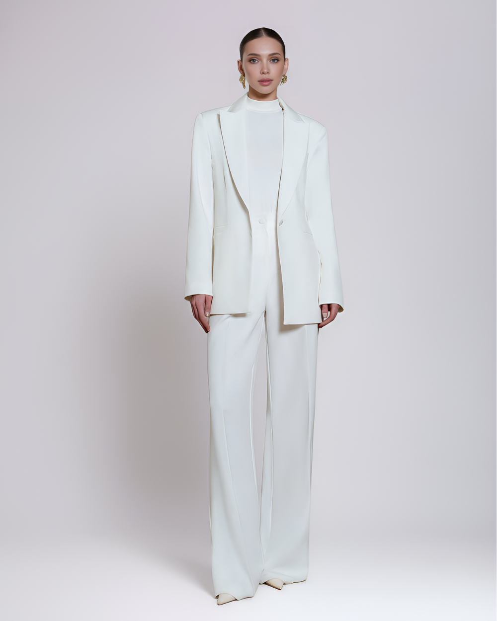 Angelina White Single Breasted Blazer Suit