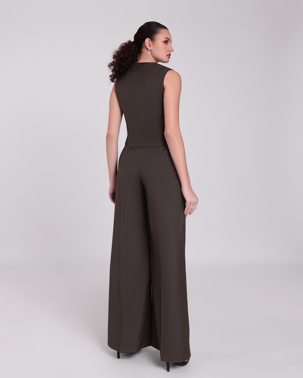 Brown Stripe Waistcoat and Pant Set