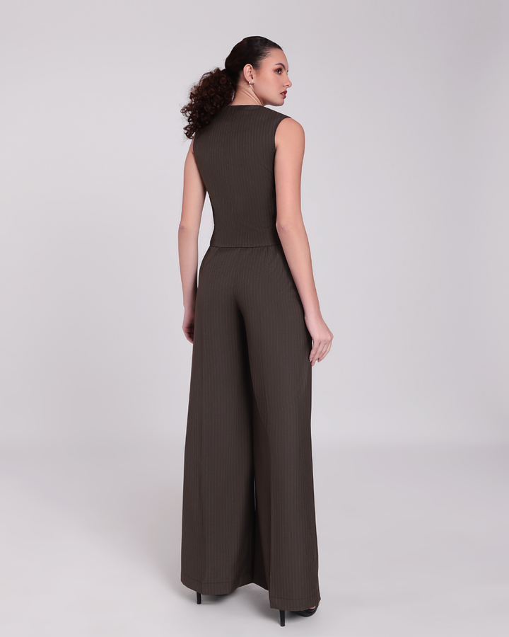 Brown Stripe Waistcoat and Pant Set