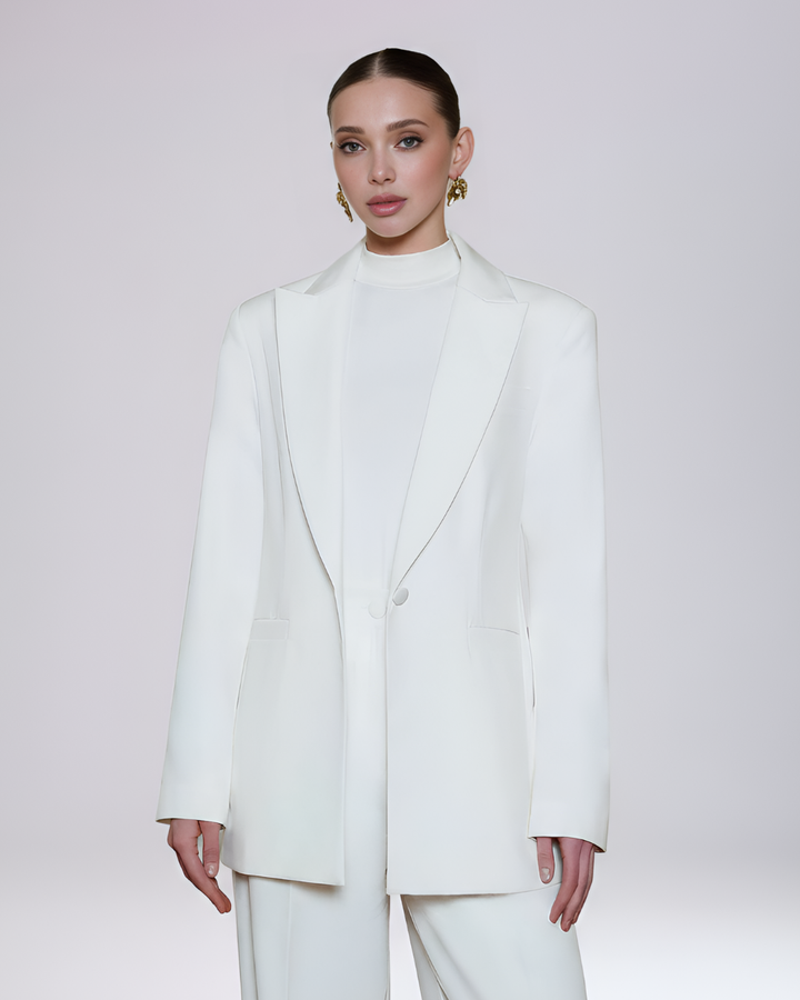 Angelina White Single Breasted Blazer Suit