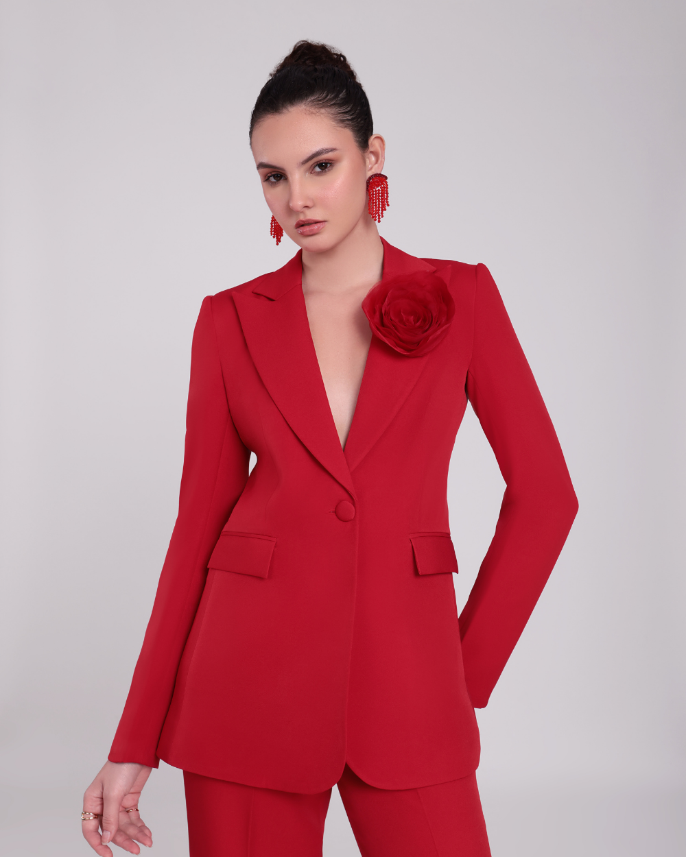 Clara Red Floral Blazer Suit