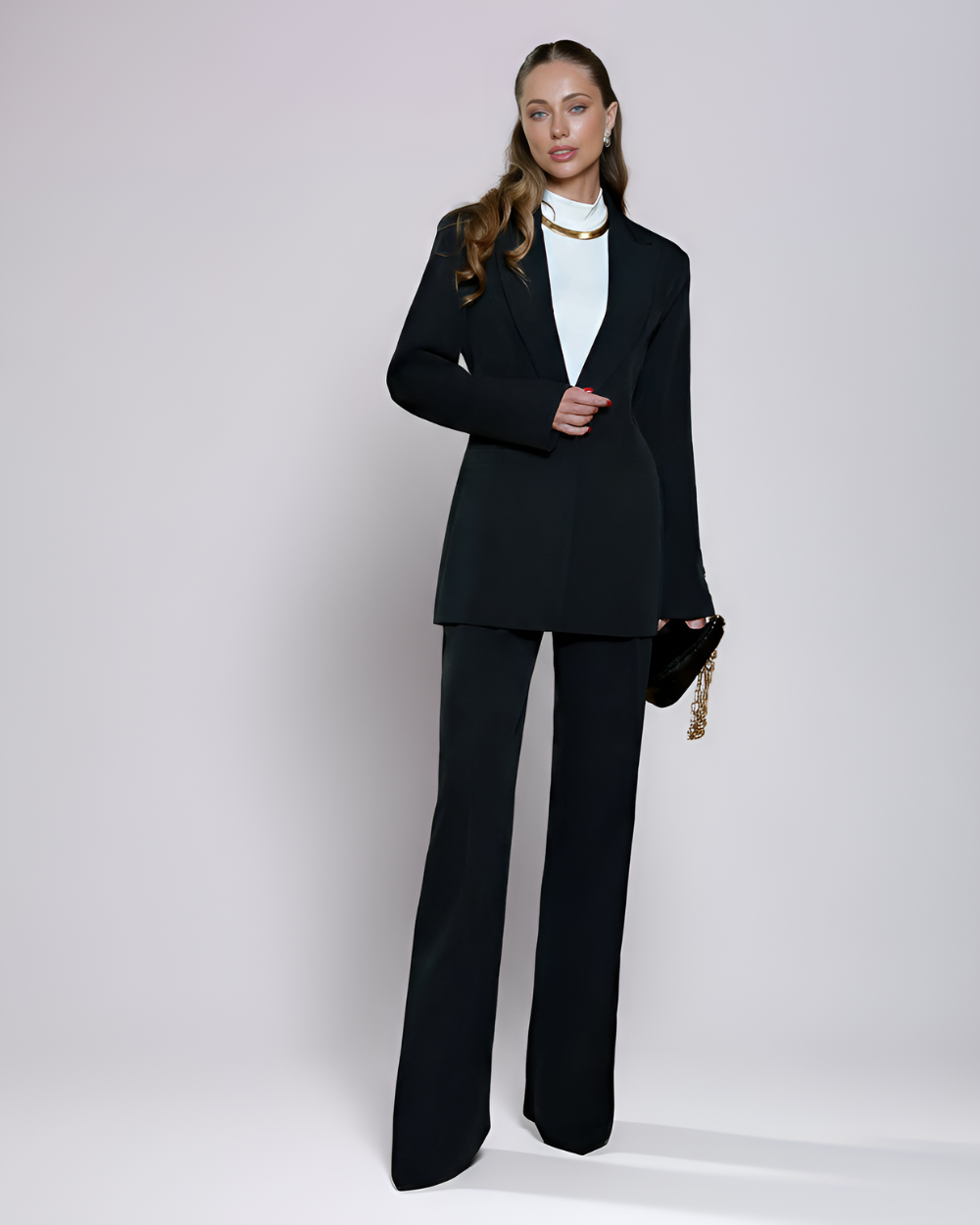 Angelina Black Single Breasted Blazer Suit