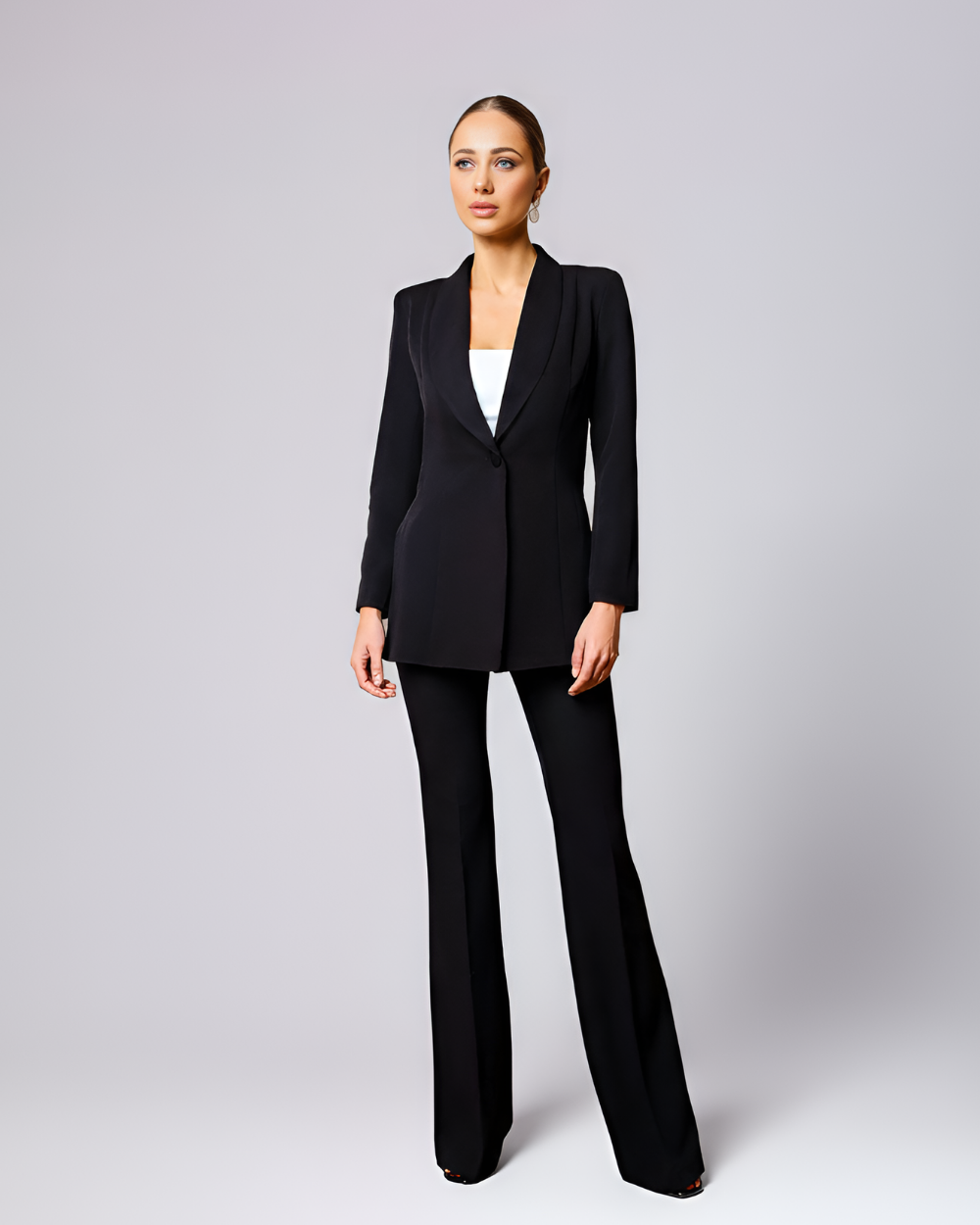 Florence Black Shawl Lapel Blazer Suit