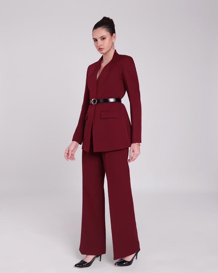 Emily Wine Blazer Suit