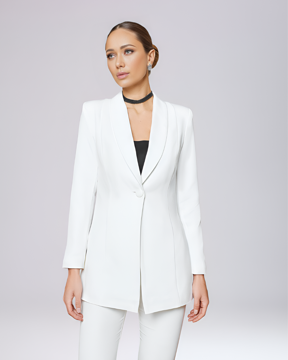 Florence White Shawl Lapel Blazer Suit