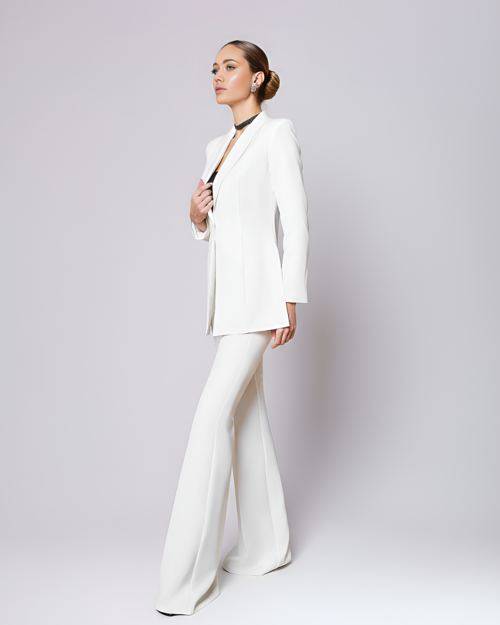 Florence White Shawl Lapel Blazer Suit