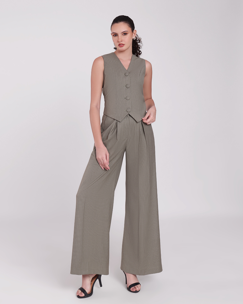 Green Stripe Waistcoat and Pant Set
