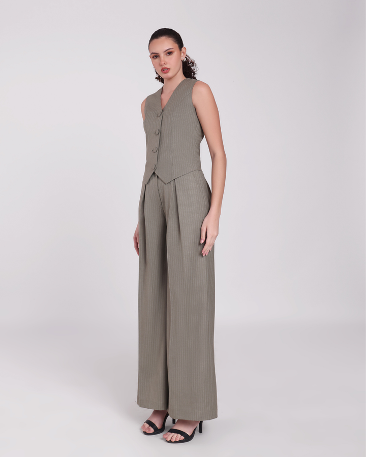 Green Stripe Waistcoat and Pant Set