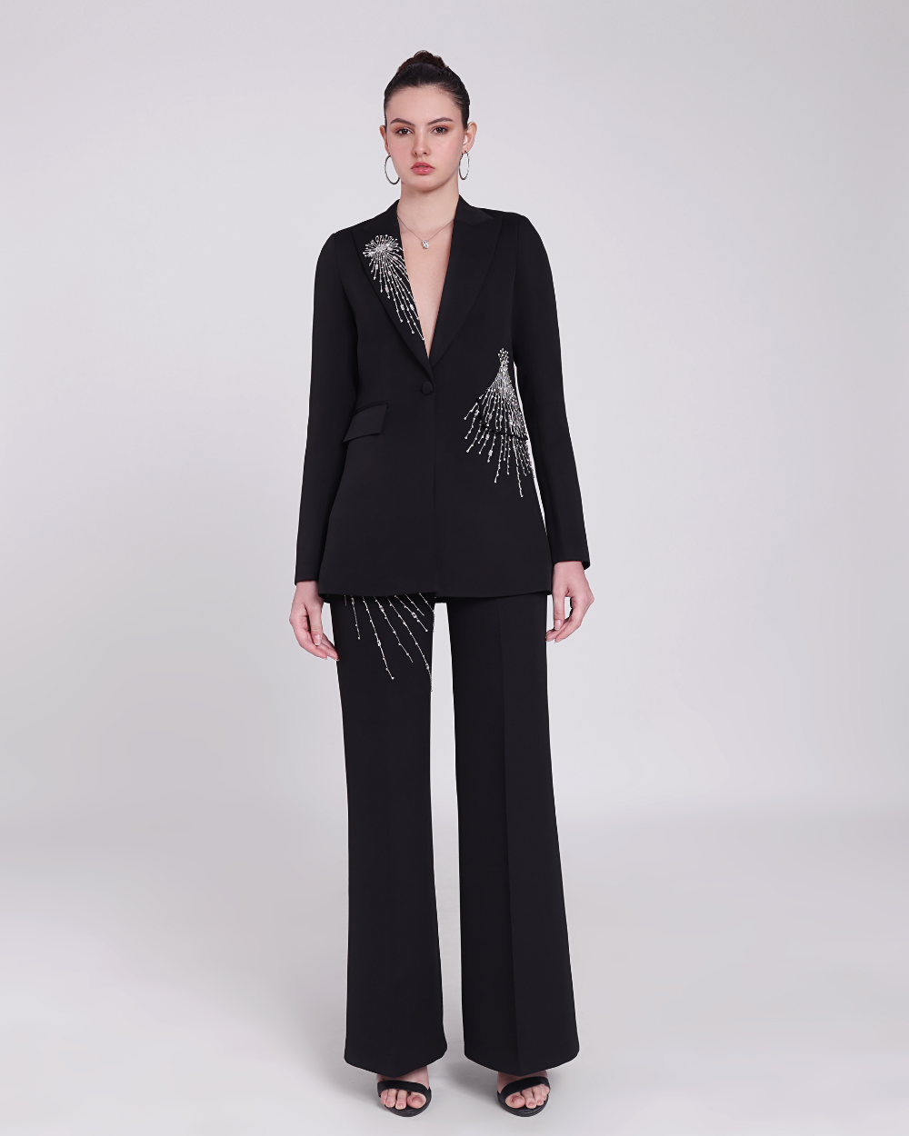 Veronica Black Embellished Blazer Suit
