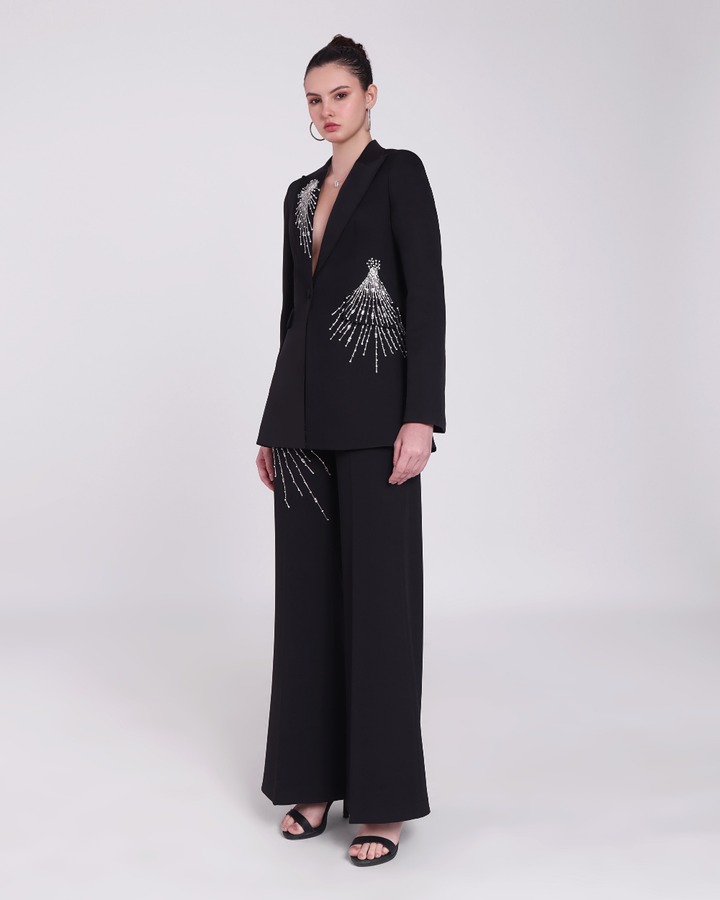 Veronica Black Embellished Blazer Suit