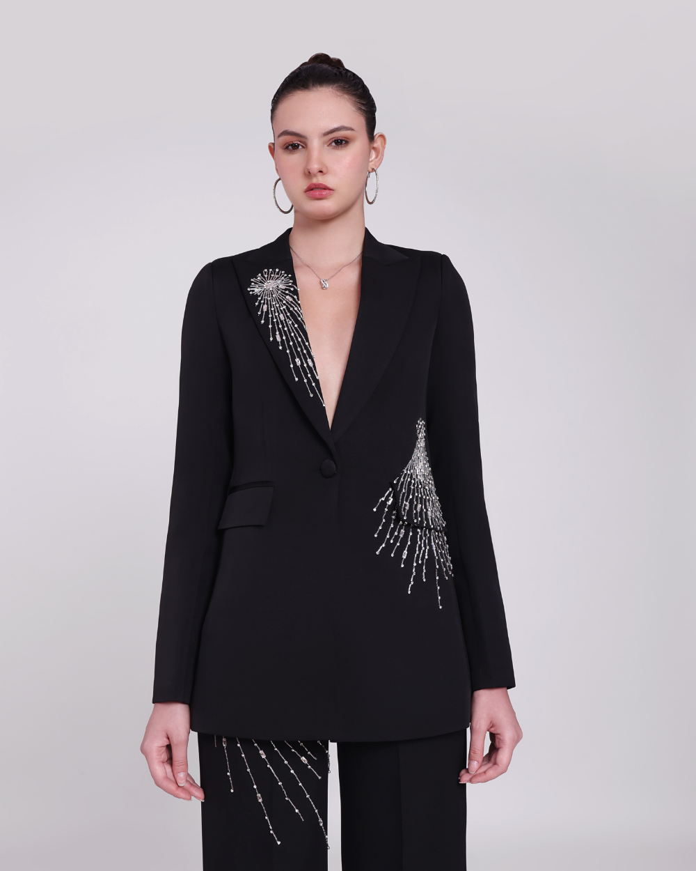 Veronica Black Embellished Blazer Suit