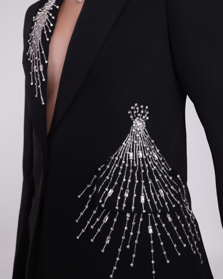 Veronica Black Embellished Blazer Suit