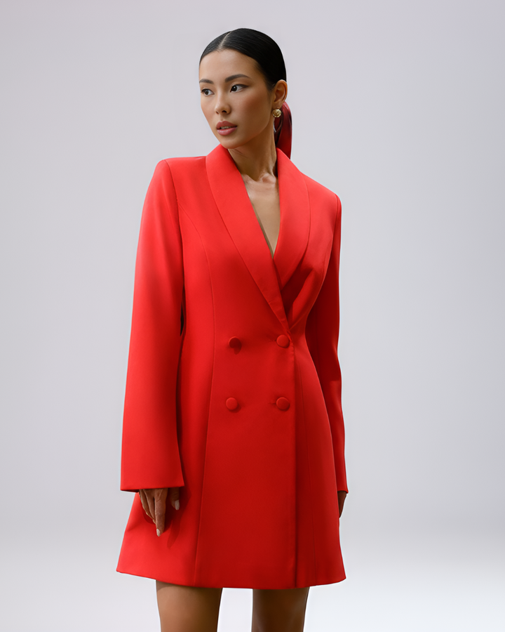 Katy Red Double Breasted Blazer Mini Dress