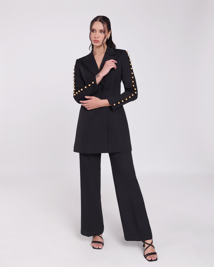 Charlotte Black Golden Pearl Blazer Suit