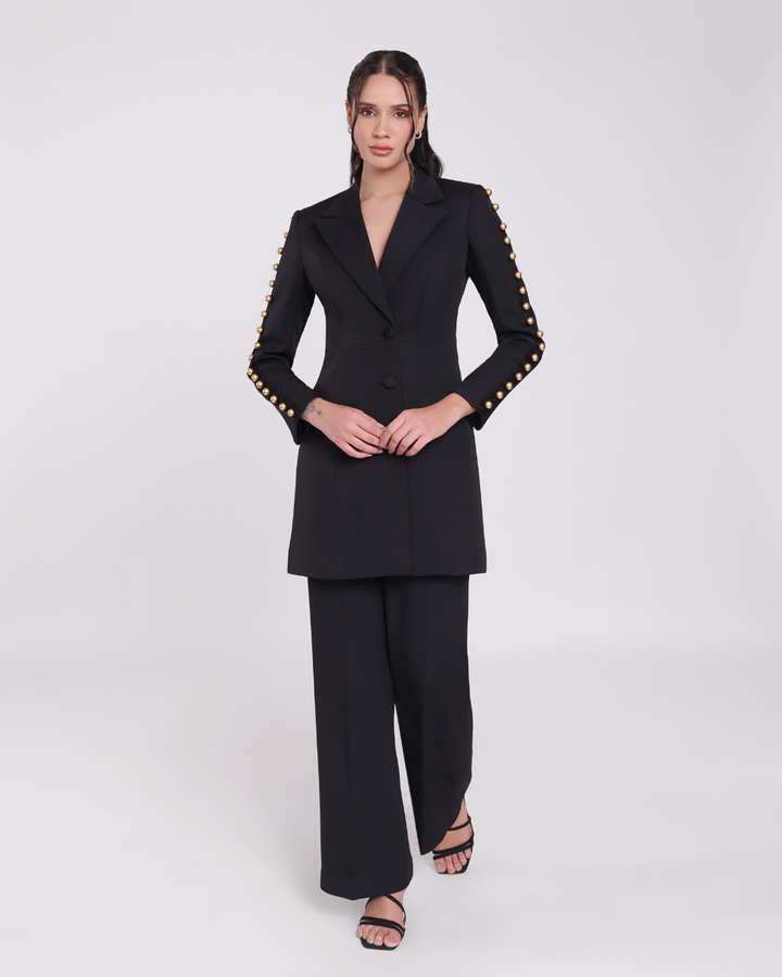 Charlotte Black Golden Pearl Blazer Suit