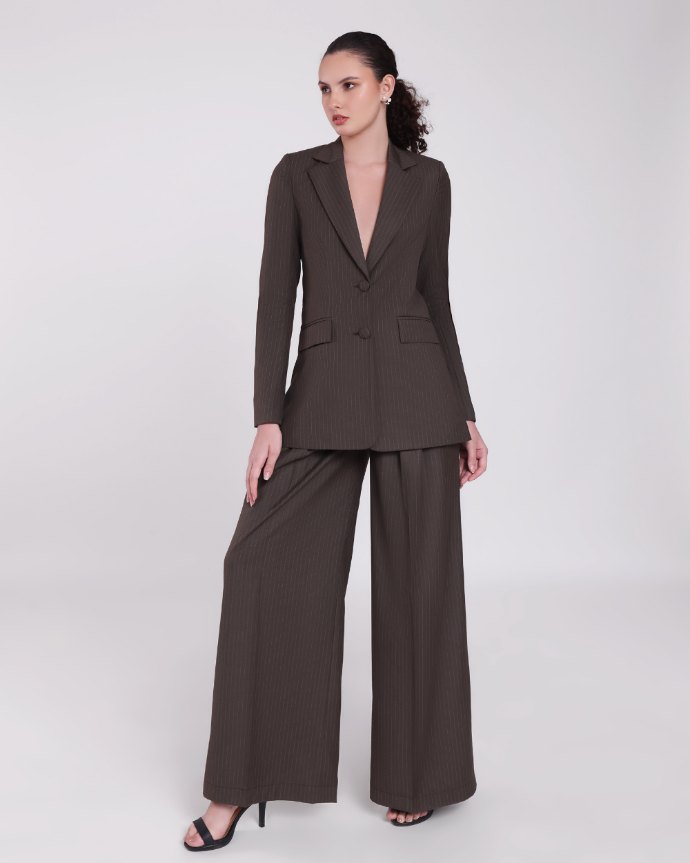 Brown Stripe Single Breasted Suit 2-piece