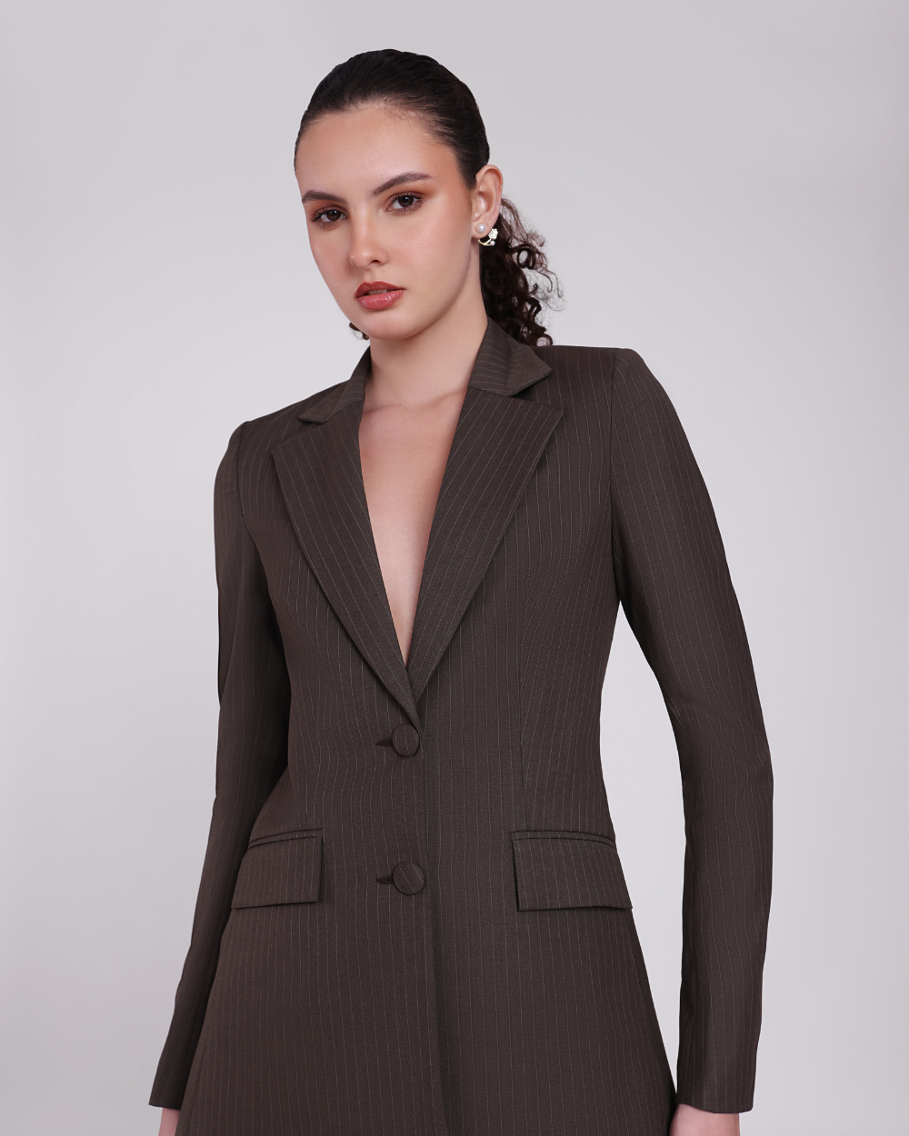 Brown Stripe Single Breasted Suit 2-piece