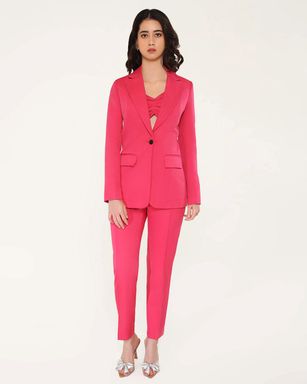 Pink Blazer Suit Set Women's Marky Hot Pink Blazer Set Sheen