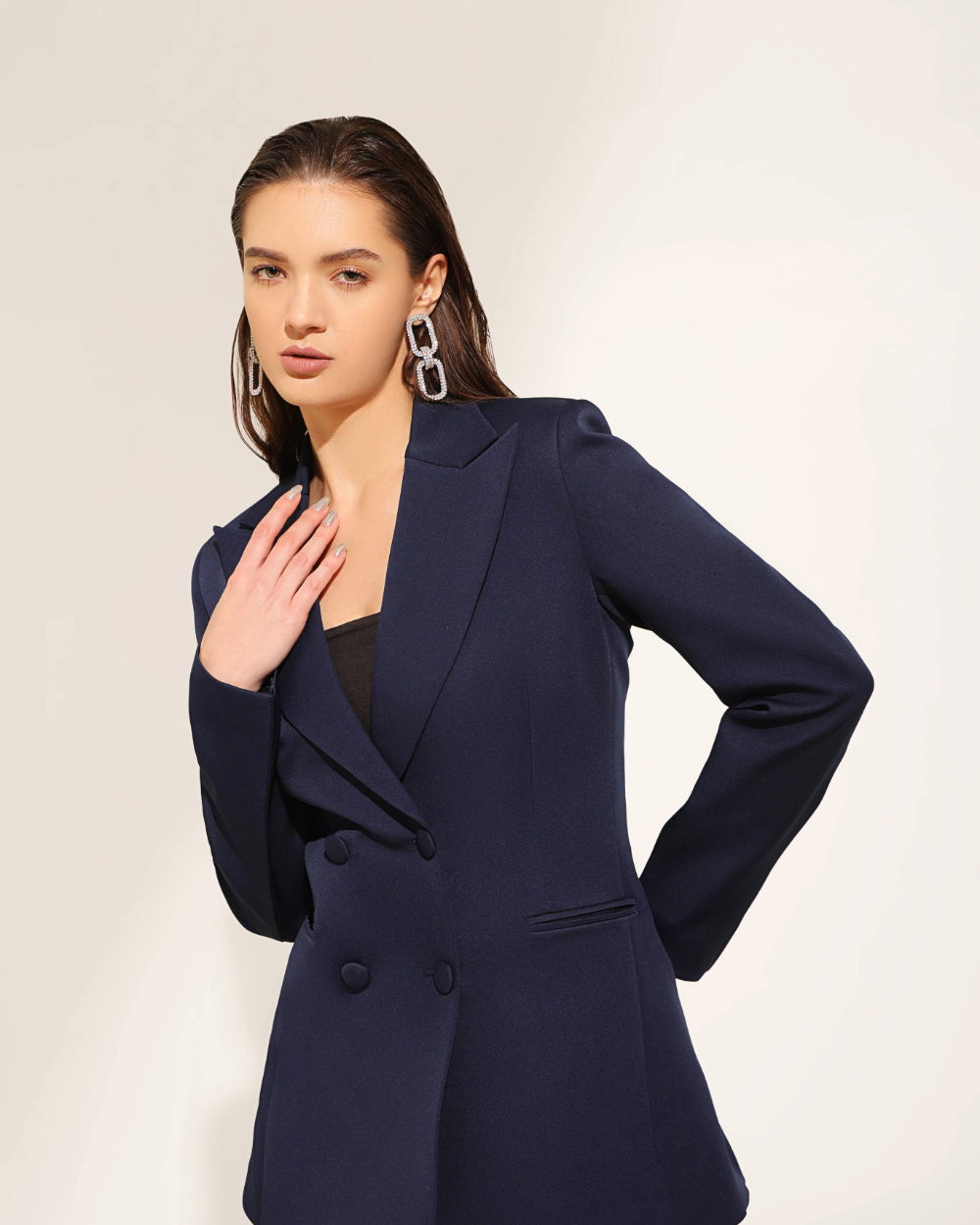 Navy Blue Double Breasted Blazer