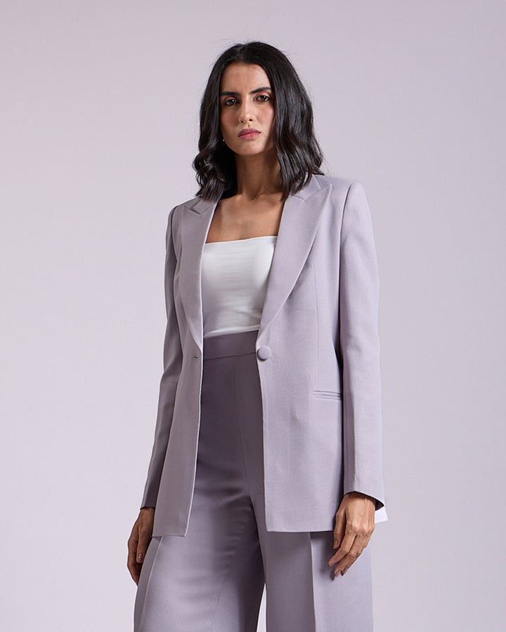 Monica Grey Single-Breasted Blazer