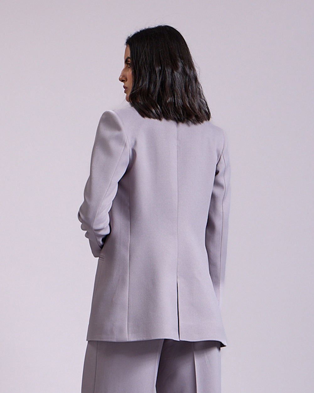 Monica Grey Single-Breasted Blazer