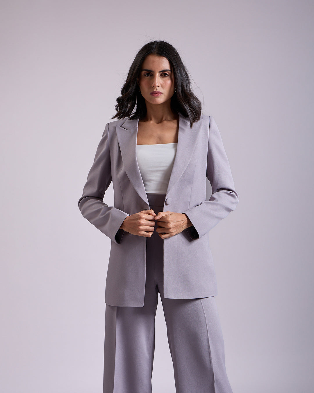 Monica Grey Single-Breasted Blazer