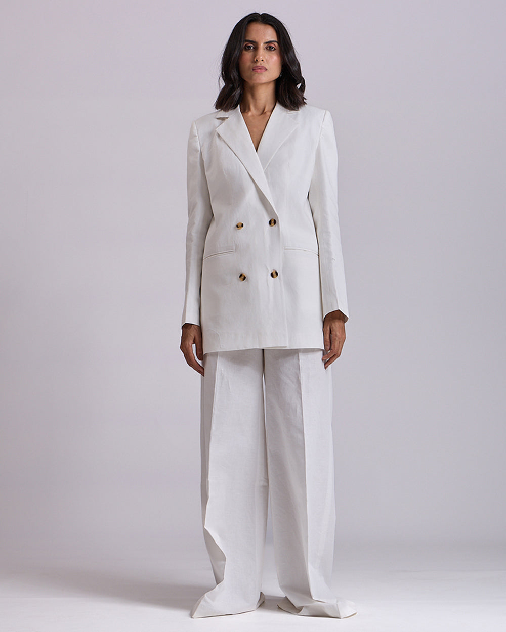 White Women's Two Piece Blazer Set Women 2-Piece Coat With