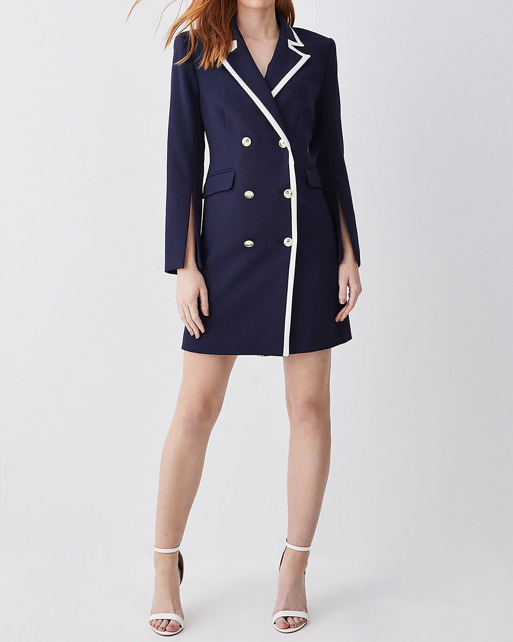Carina Navy Blue Double-Breasted Blazer Dress