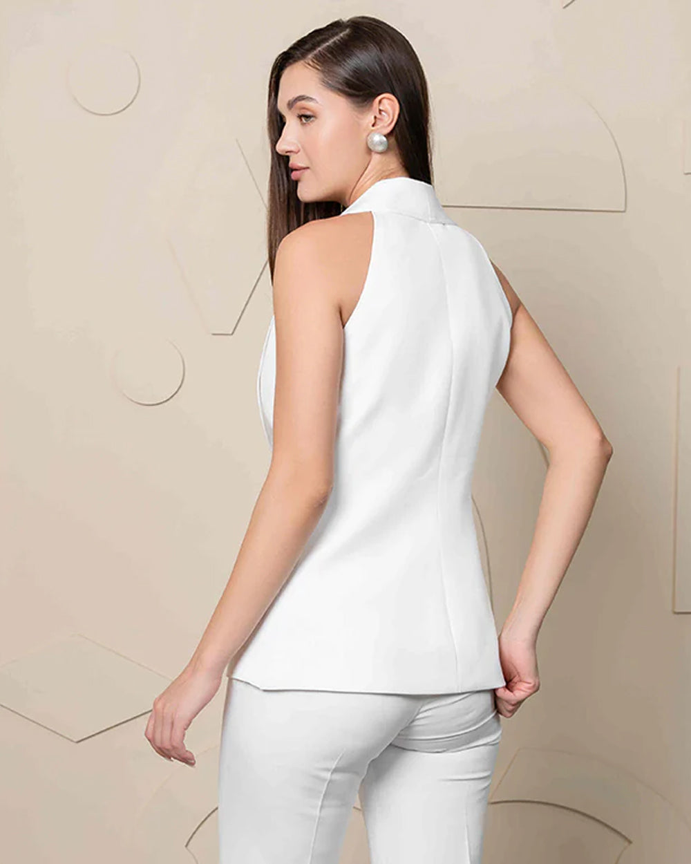 White Chic Silver Buttoned Blazer