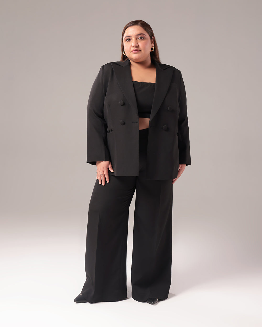 Black Plus Size Blazer Set for Women Sheen Couture – Sheen