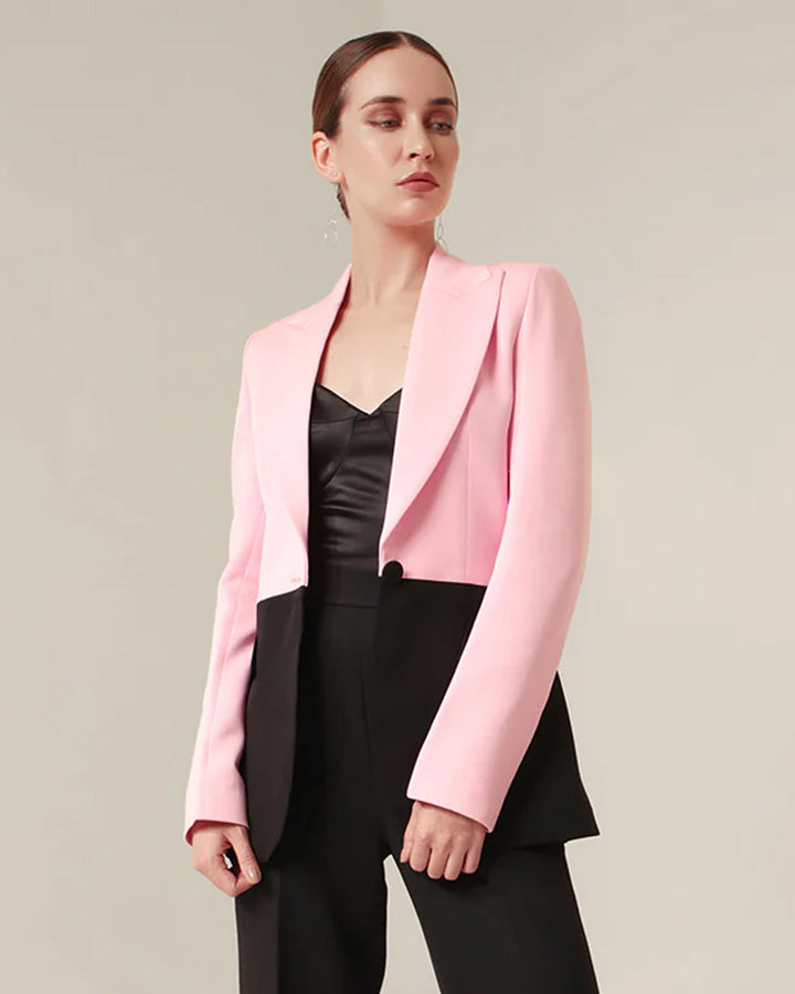 Elegant Pink and Black Blazer