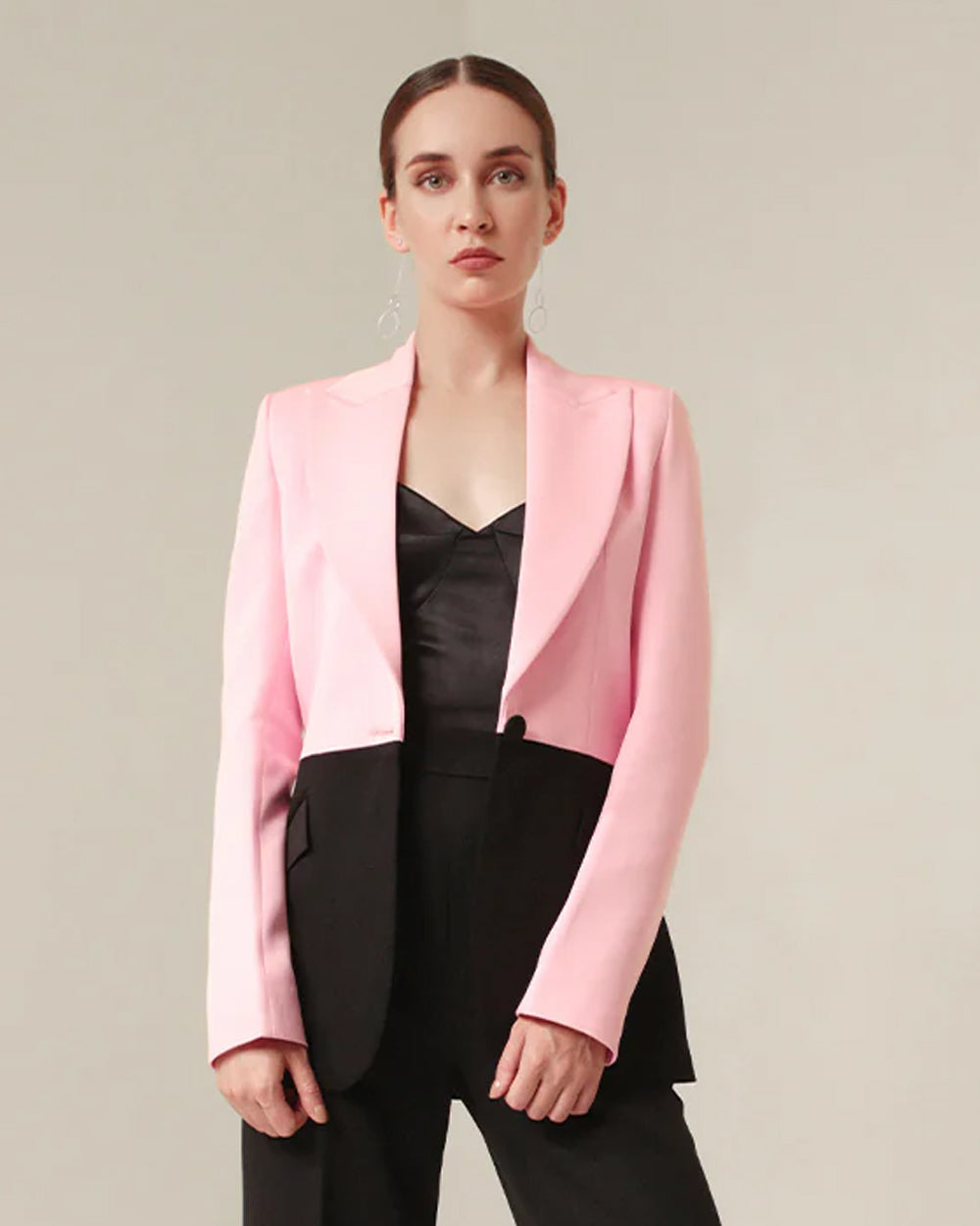 Elegant Pink and Black Blazer