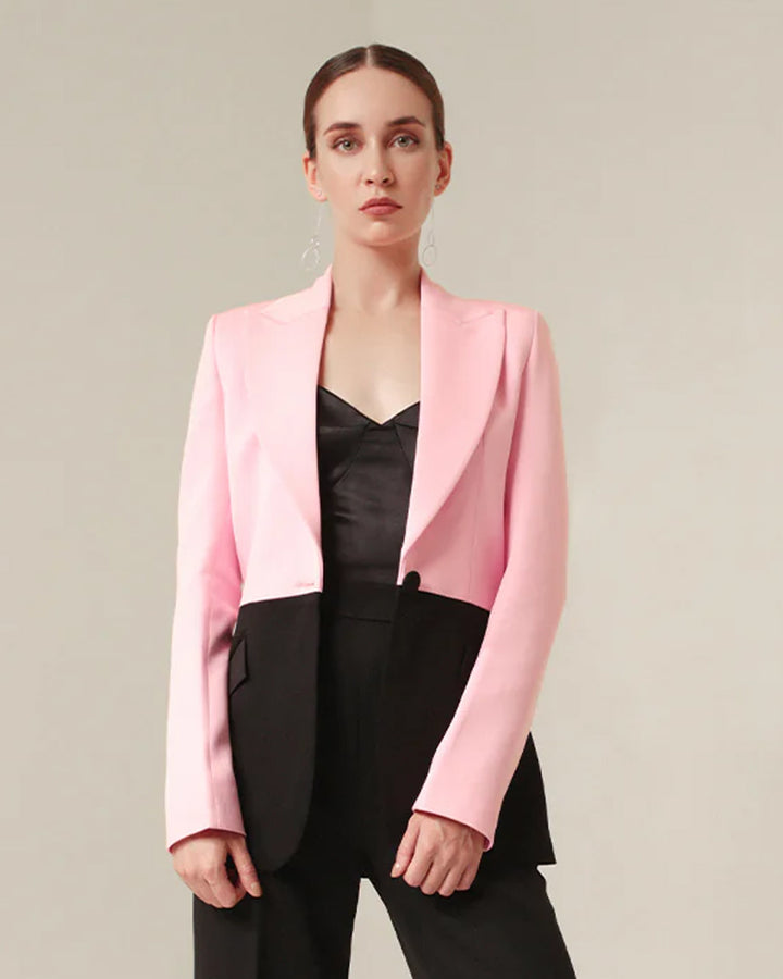 Elegant Pink and Black Blazer