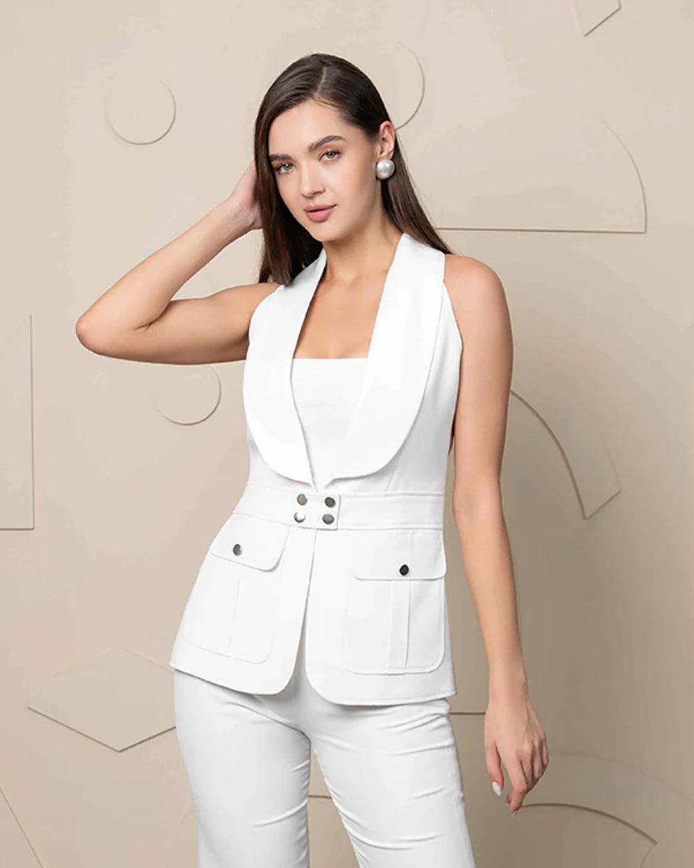 White Chic Silver Buttoned Blazer