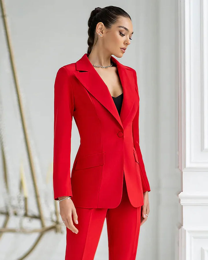 Red Single-Breasted Blazer