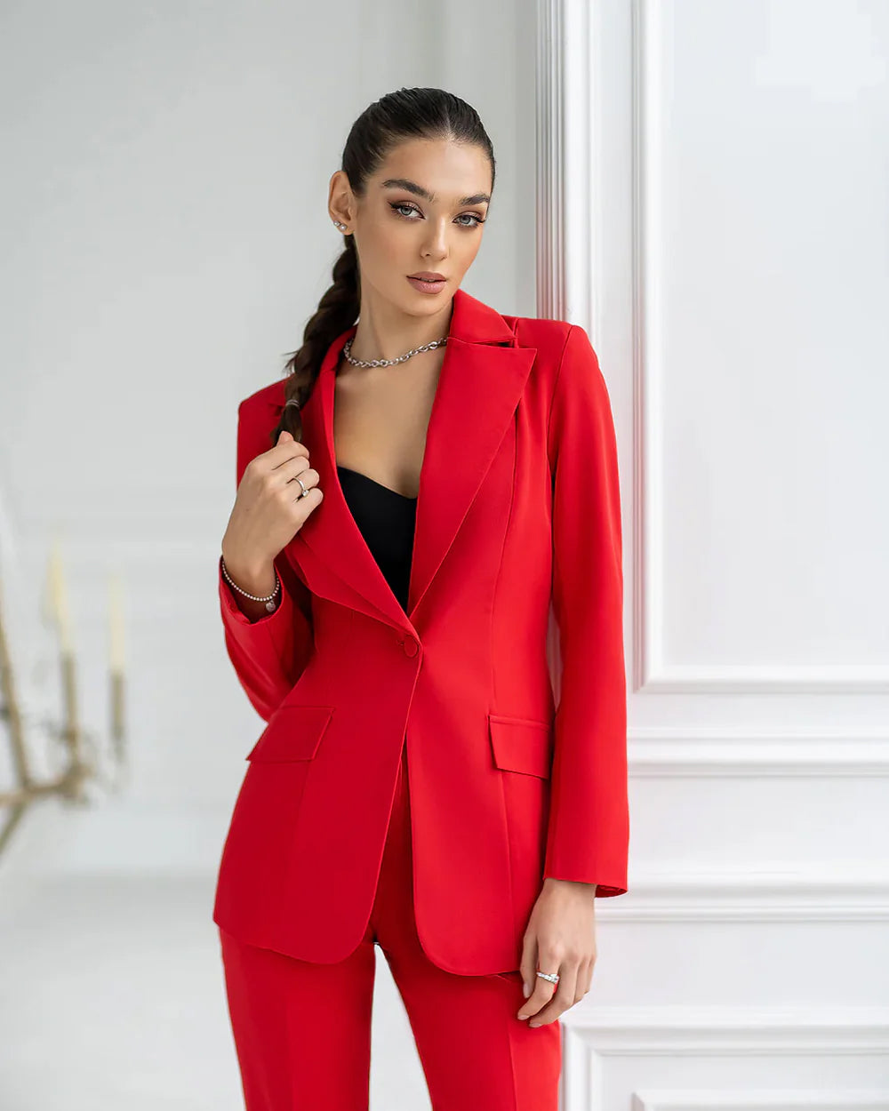 Red Single-Breasted Blazer