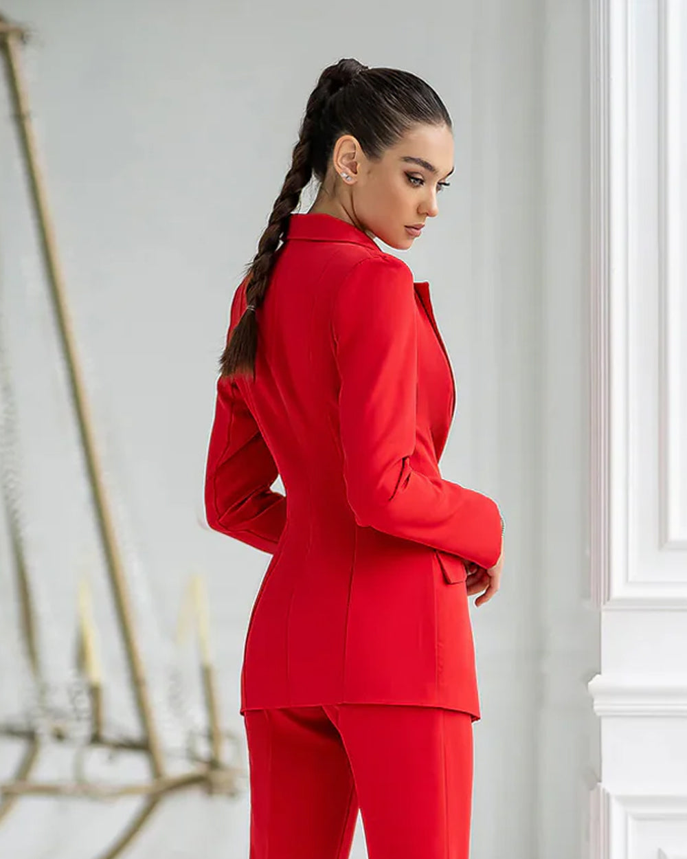 Red Single-Breasted Blazer
