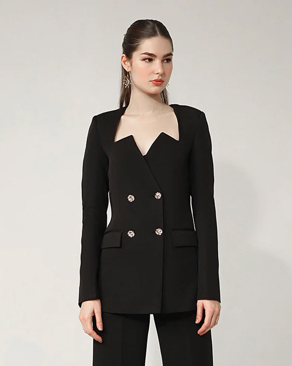 Luxe Black Double-Breasted Blazer