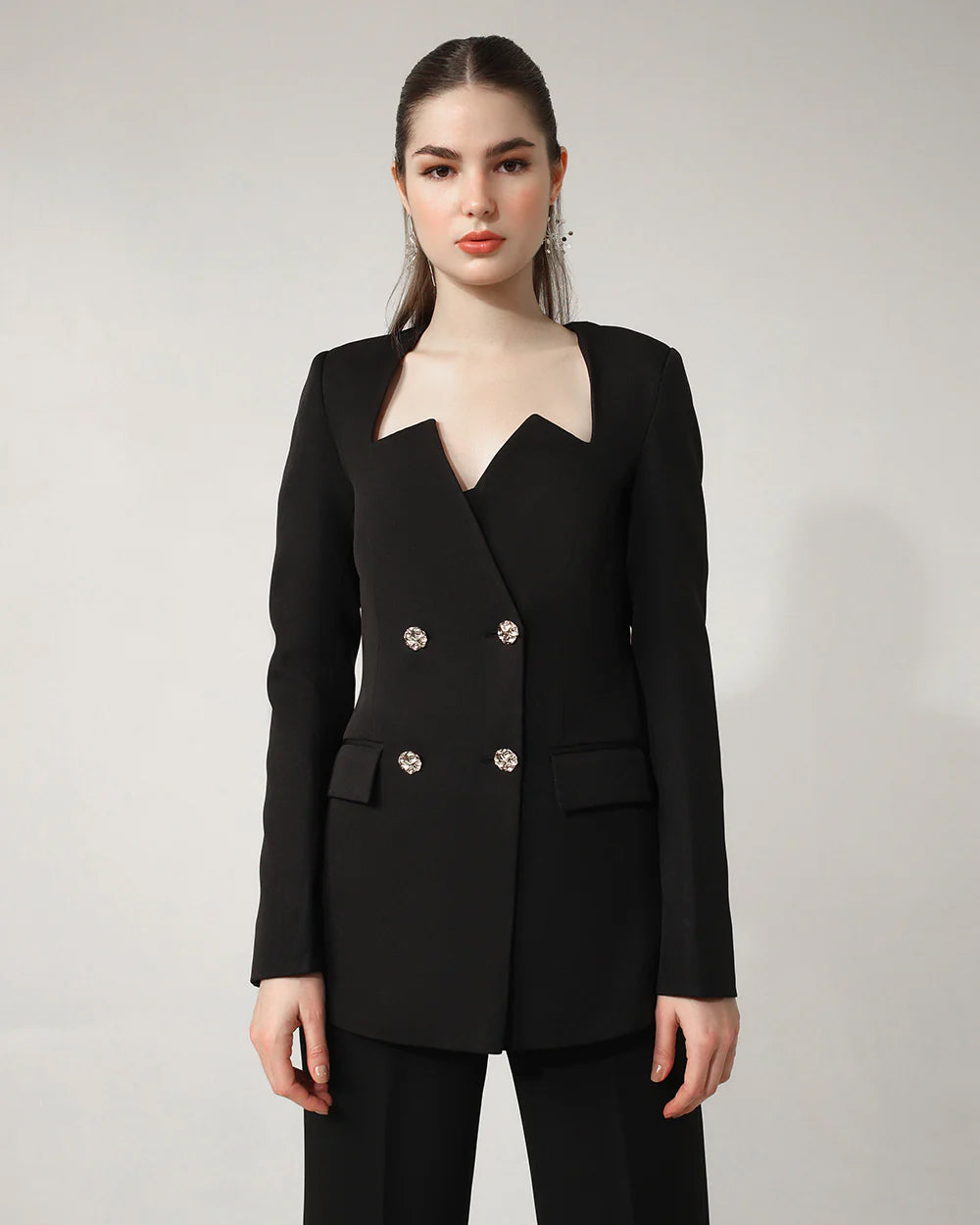Luxe Black Double-Breasted Blazer