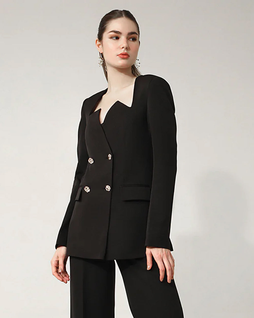 Luxe Black Double-Breasted Blazer