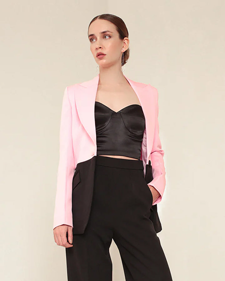 Elegant Pink and Black Blazer