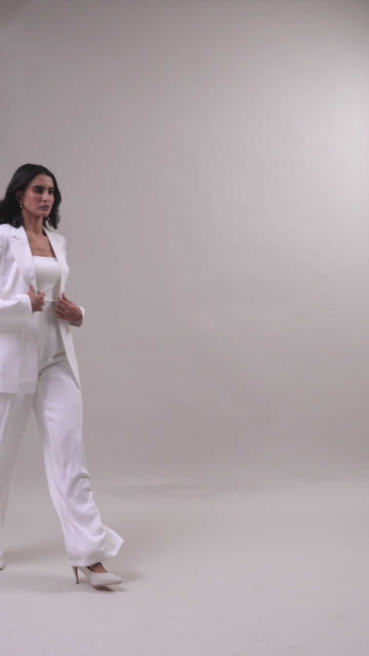 Monica White Single-Breasted Blazer