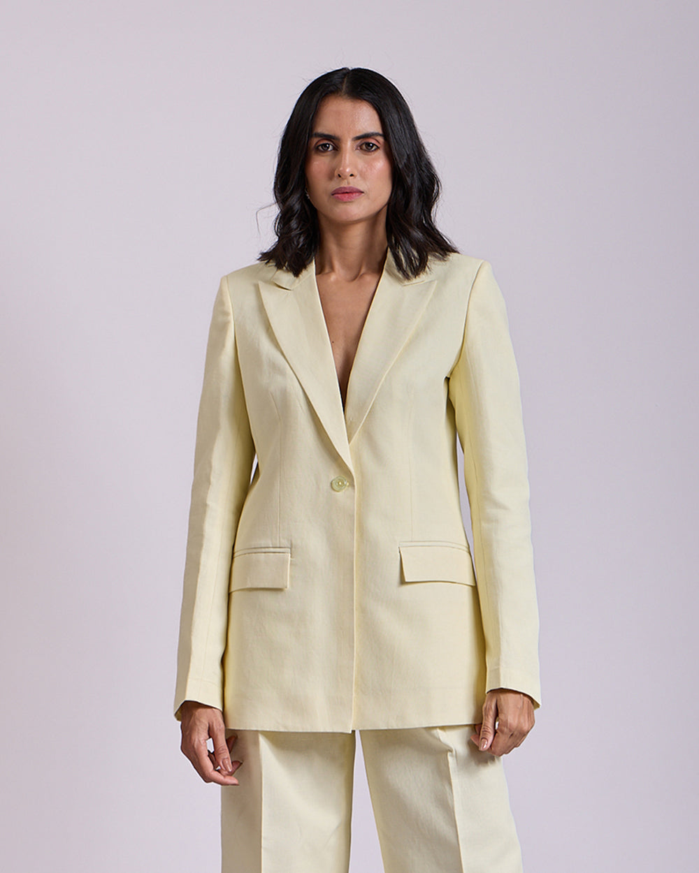 Yellow Single Breasted Blazer
