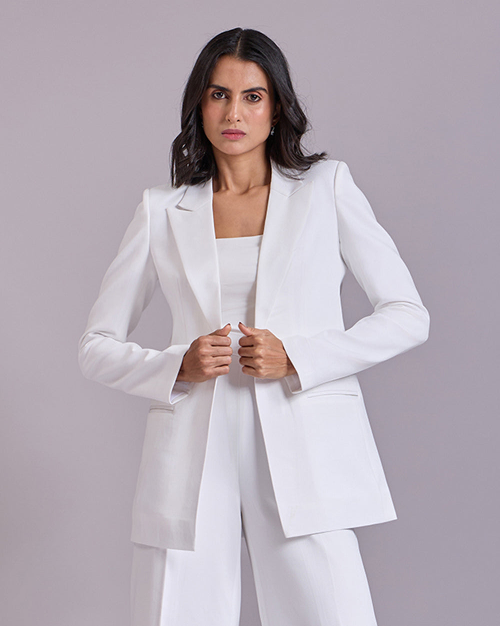 Monica White Single-Breasted Blazer