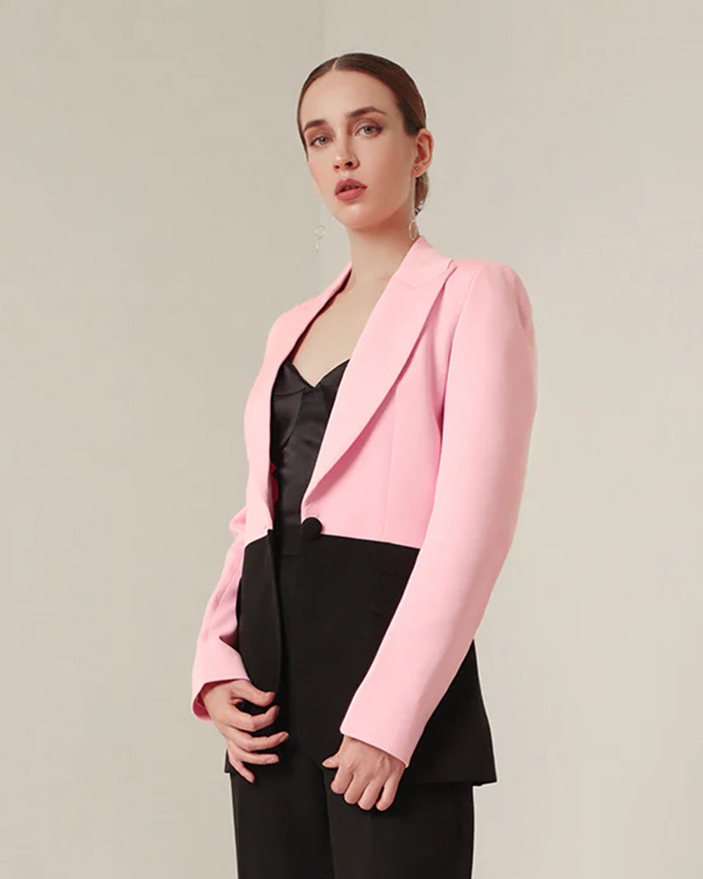 Elegant Pink and Black Blazer